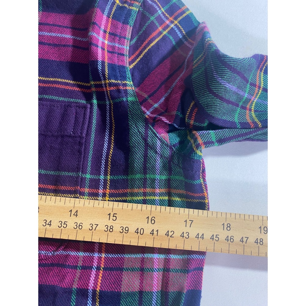 Gap Kids Flannel Shirt Kids Size L (10) Purple Plaid New Long Sleeve Button Down - Picture 6 of 9